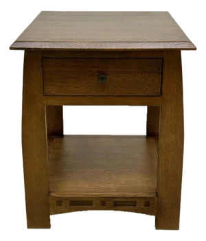 Mission Quarter Sawn White Oak 1 Drawer Inlay End Table - Walnut Stain