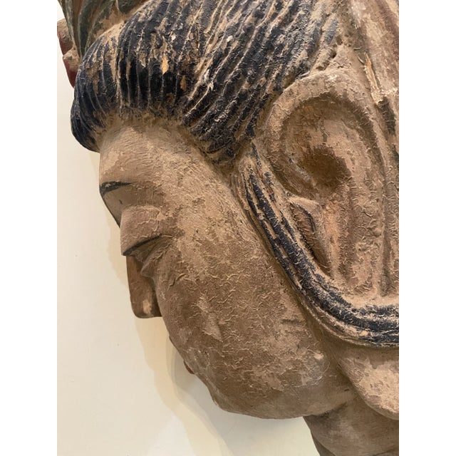 Vintage Large Wood Guanyin Sculpture For Sale - Image 10 of 11