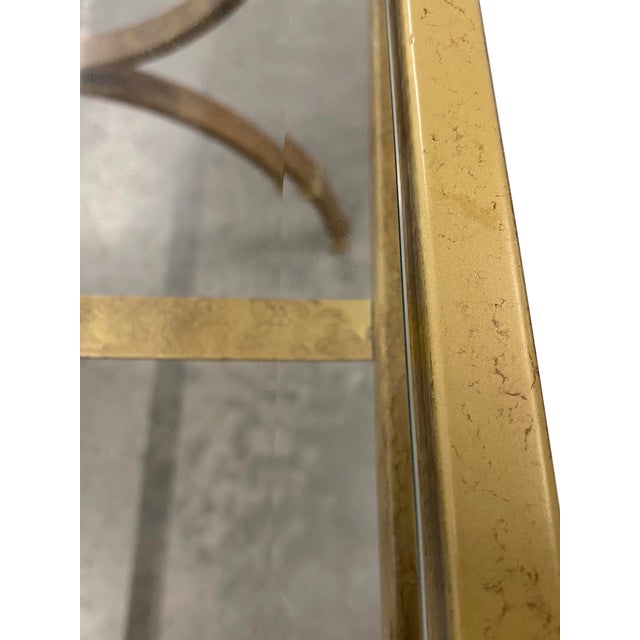Gold Mid 20th Century Pair of Neoclassical Style Metal Indoor/Outdoor Side Tables For Sale - Image 8 of 8