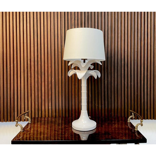 Italian Ceramic Palm Tree Table Lamp in Bamboo Style by Tommaso Barbi, 1970s For Sale - Image 15 of 15