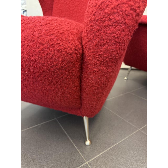 Set of Armchairs in Red Bouclè, 1950s For Sale - Image 6 of 13