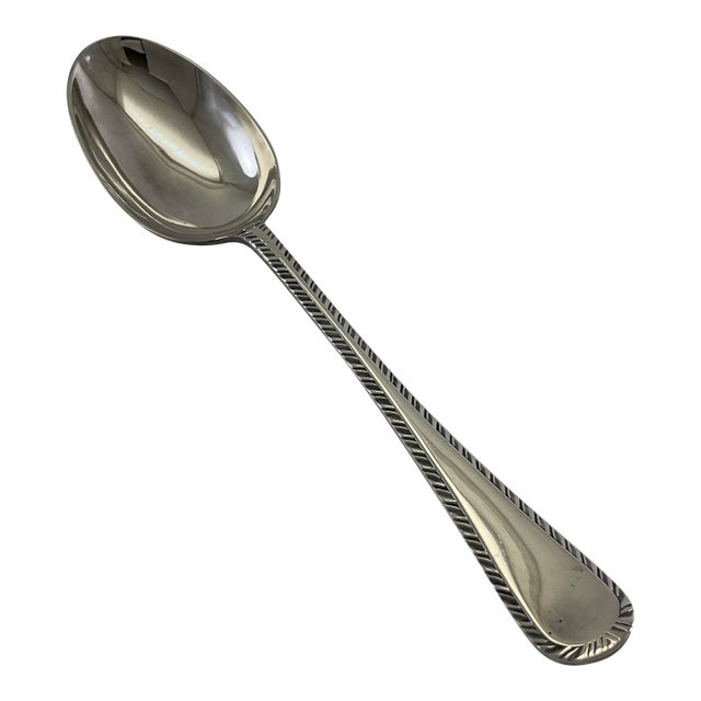1980s Silver Dinner Spoon, Feather Edge. For Sale