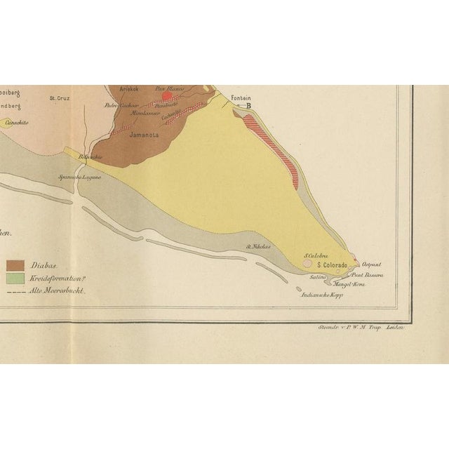 This finely detailed geological map of Aruba was published in 1888 as part of Karl Martin’s authoritative scientific study...