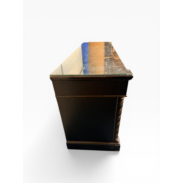 Drexel Heritage 1990s Lillian August for Drexel Heritage Hollywood Regency Eglomisé & Parcel Gilt Credenza / Media Console For Sale - Image 4 of 11