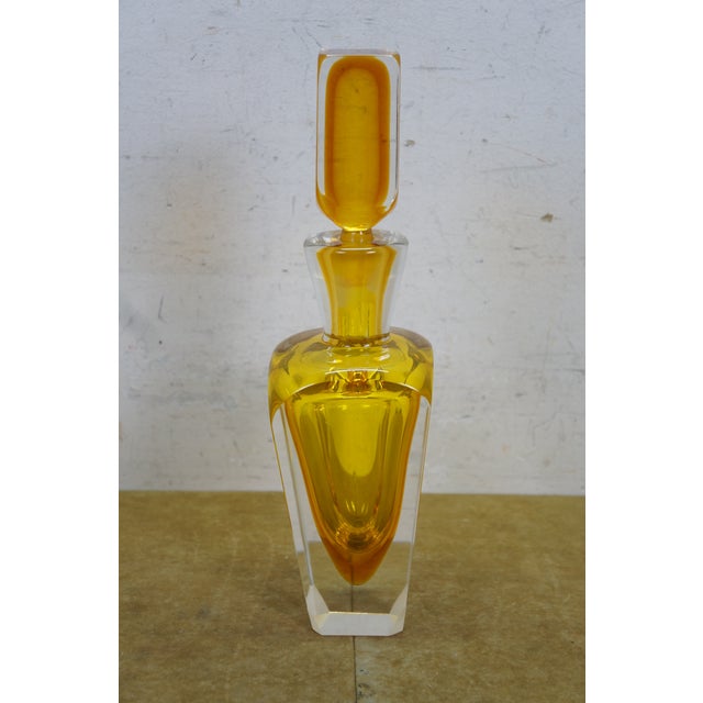 Mid 20th Century Mid Century Modern Italian Murano Yellow Sommerso Glass Decanter Bottle Stopper For Sale - Image 6 of 18