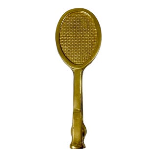 Mid-Century Americana Hollywood Regency Boho Chic Brass Tennis Racket Door Knocker For Sale