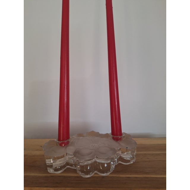 Mid-Century Modern Vintage 1960's Lancaster Colony Glass Dogwood Flower Pattern Candle Holder For Sale - Image 3 of 5