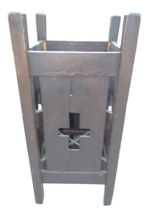 Antique Tiger Oak Mission Arts & Craft Large Umbrella Stand