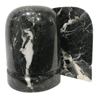 Vintage 1980s Black Marble Bookends - a Pair For Sale
