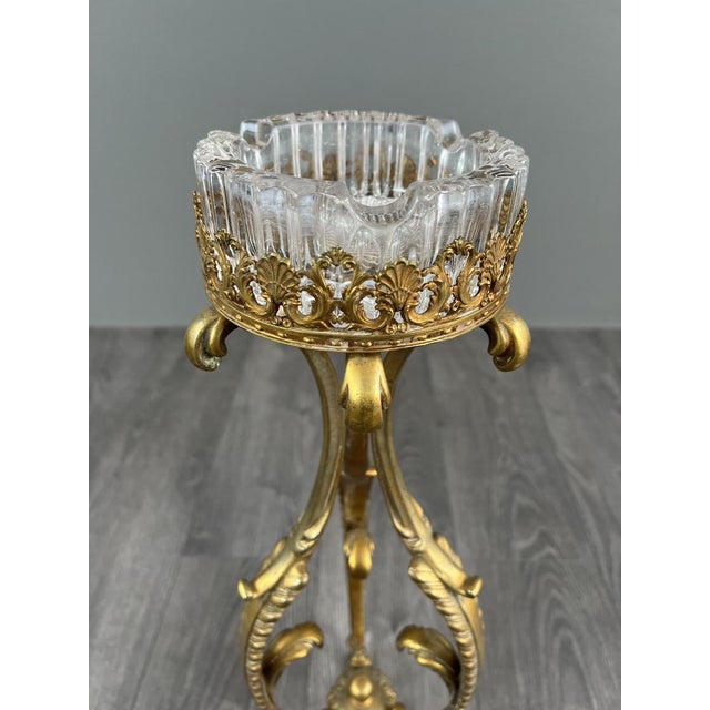 20th Century Standing Ashtray in Gilt Bronze and Crystal For Sale - Image 3 of 10