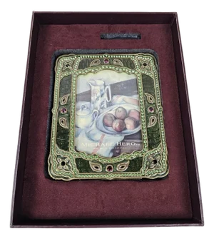 Michael Hero Jeweled Green Enamel Picture Frame in Original Box
