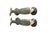A pair of fish shaped door handles or cabinet pulls made of brass with a green finish. Cast with delicate scales and...