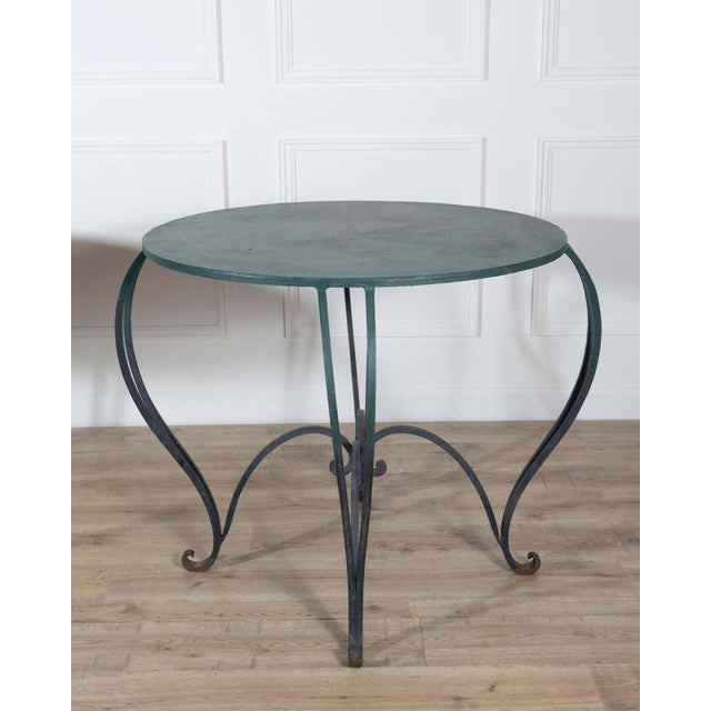 Teal Pair of Late 19th / Early 20th-Century Lacquered Iron Round Tables For Sale - Image 8 of 11