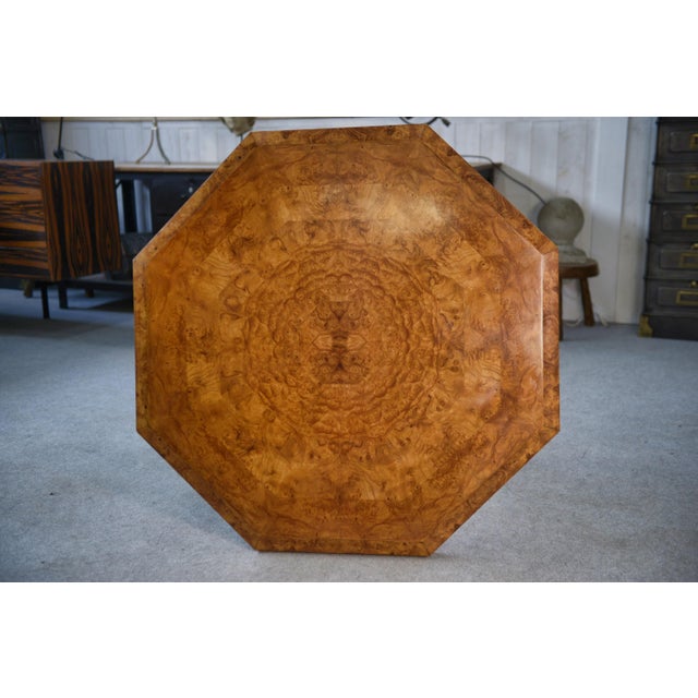 Contemporary Art Deco Octagonal Elm Burl Table, 1940s For Sale - Image 3 of 12