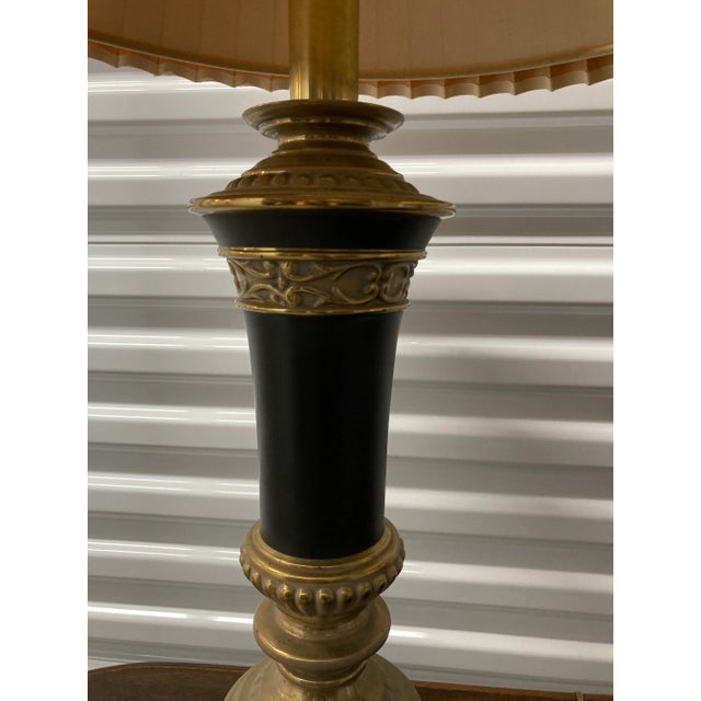 Rembrandt Lamp Company Mid-20th Century Neoclassical Brass and Black Lamps by Rembrandt - a Pair For Sale - Image 4 of 9