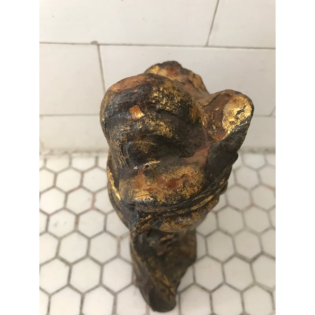 Gold Leaf Metal Buddha Head For Sale - Image 9 of 11