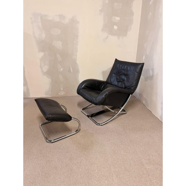 Set of Rocking Chair with Ottoman by Robert Haussmann, 1970s For Sale - Image 6 of 12