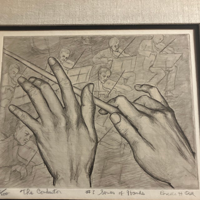 Original 8.5 x 10.5 etching on paper signed titled & numbered 100/100 in pencil at bottom Overall size with linen covered...