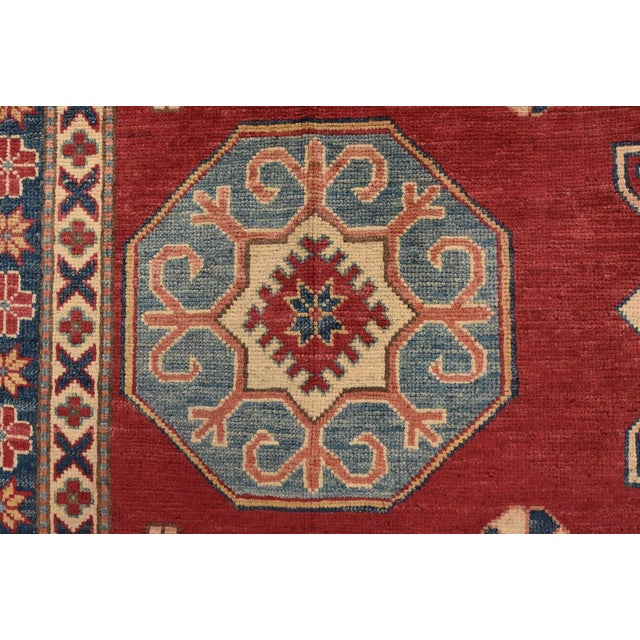 Kazak Rug 10’6” X 14’7” Red Wool Tribal Hand-Knotted Oriental Carpet For Sale - Image 9 of 15