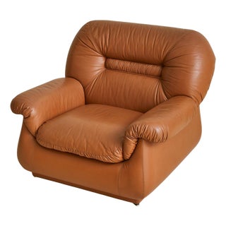 Italian Cognac Leather Lounge Chair, 1960s - 2 Available For Sale