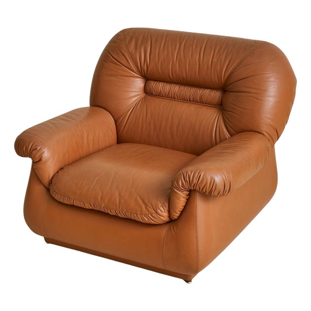 Italian Cognac Leather Lounge Chair, 1960s - 2 Available For Sale