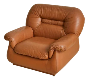 Italian Cognac Leather Lounge Chair, 1960s - 2 Available