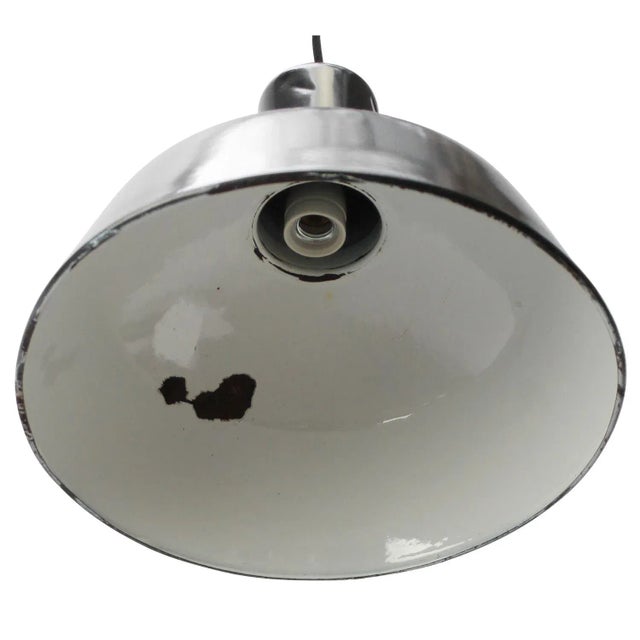Industrial Vintage Industrial Pendant Light in Black Enamel For Sale - Image 3 of 5