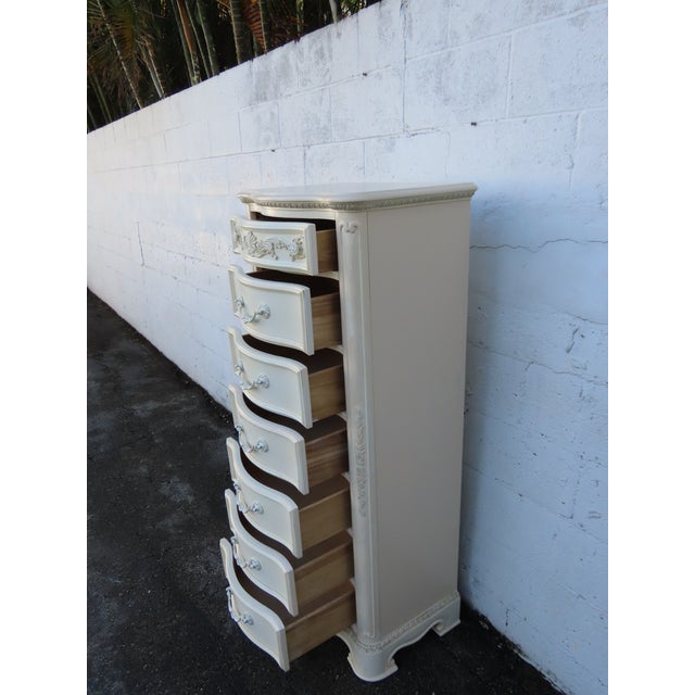 French Painted Tall Narrow Lingerie Jewelry Chest 6321 For Sale - Image 15 of 17