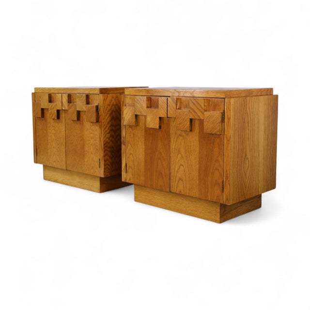 Mid-Century Modern Lane Staccato Vintage Mid Century Modern Brutalist White Oak Pair of Nightstands C. 1970s, Attributed For Sale - Image 3 of 8