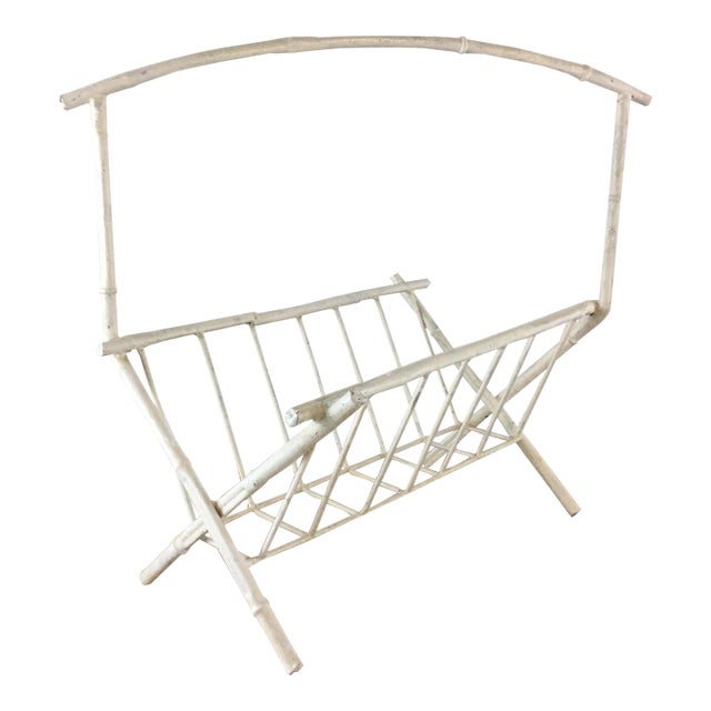 Vintage Faux Bamboo Magazine Rack For Sale