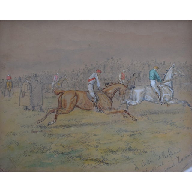 Traditional A Sketch at the Grand National" How Much Zoedone? 1883 Watercolour by George Finch Mason For Sale - Image 3 of 7