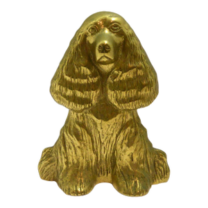 Vintage 1949 Virginia Metalcrafters Solid Brass Cocker Spaniel Doorstop - "Dream Boy"