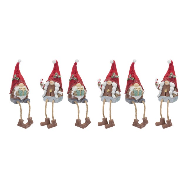 Kenneth Ludwig Chicago Winter Gnome Shelf Sitter (Set of 6) For Sale - Image 4 of 4