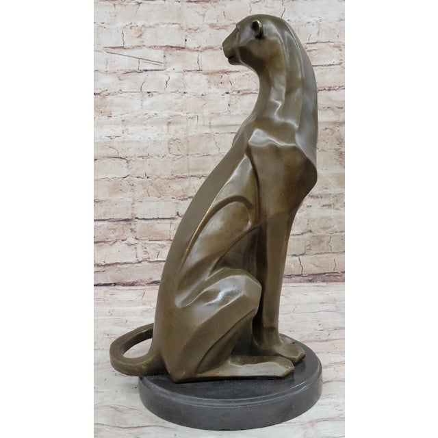 2020s Modern Art Extra Large Mountain Lion Bronze Sculpture By Henry Moore Figurine For Sale - Image 5 of 10