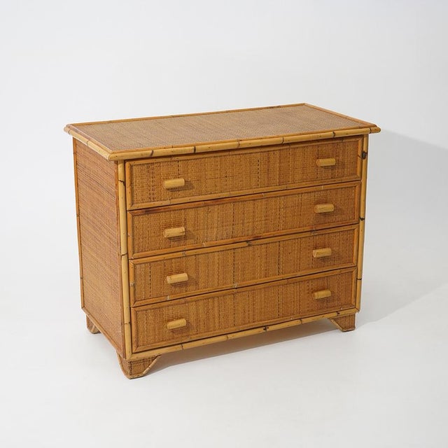 Bamboo and Woven Wicker Chest of Drawers, 1970s For Sale - Image 14 of 14