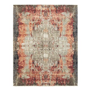 Isla Sumptuous Gray Hand-Knotted Wool Rug Carpet, Abstract Contemporary Design For Sale