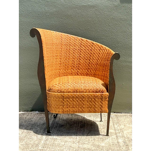 Vintage Woven Rattan Lounge Chair For Sale - Image 11 of 12