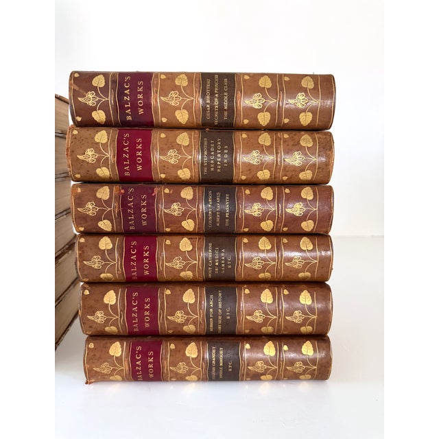 Animal Skin Antique Leather Bound Balzac Books, Set 18 For Sale - Image 7 of 18