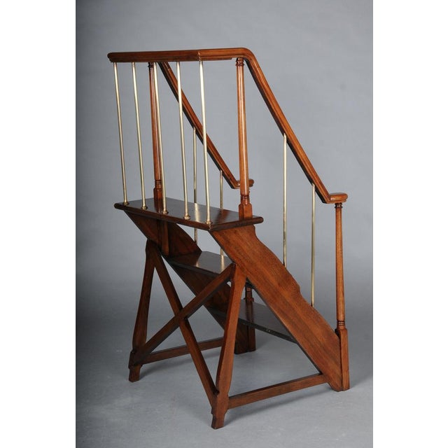 English Library Ladder in Mahogany, 20th Century For Sale - Image 9 of 18