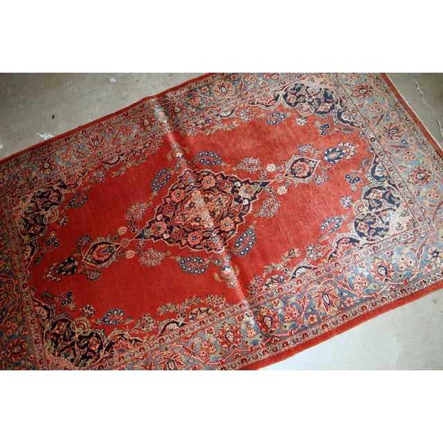 1910s 1910s, Handmade Antique Persian Sarouk Rug 3.4' X 5.3' For Sale - Image 5 of 8