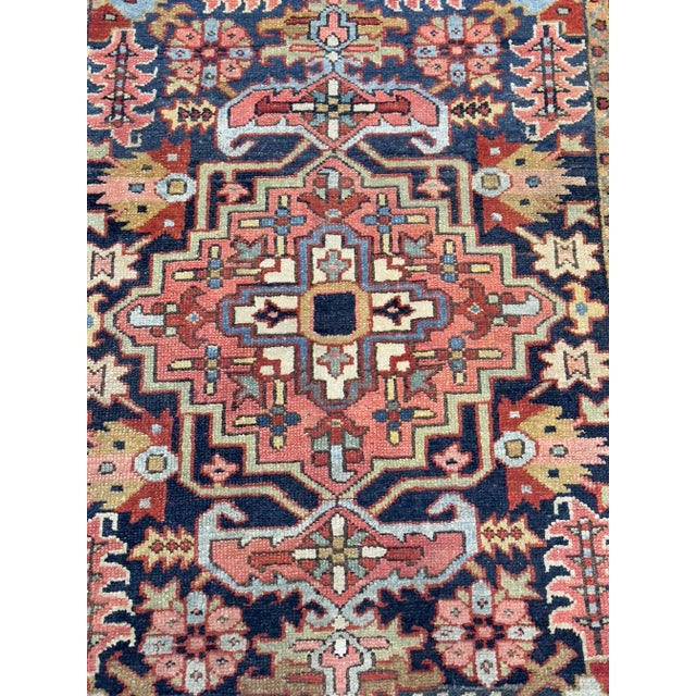 Early 20th Century Antique Persian Heriz Rug 3’7" X 4’6” For Sale - Image 5 of 7