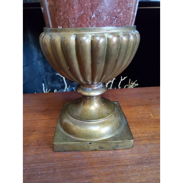 Carved Rosso Di Verona Marble Stone and Bronze Medici Urn Style Neo-Classical Campana Form Vase For Sale In Washington DC - Image 6 of 14
