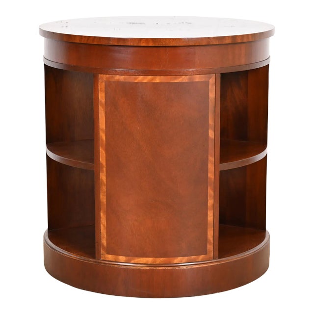 Baker Furniture Empire Banded Mahogany Drum Table For Sale