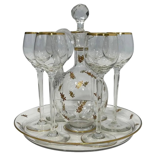 French Crystal Liquer Set, 1900s, Set of 8 For Sale