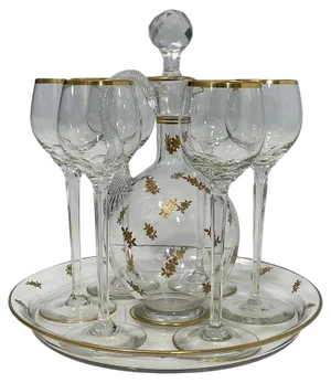 French Crystal Liquer Set, 1900s, Set of 8