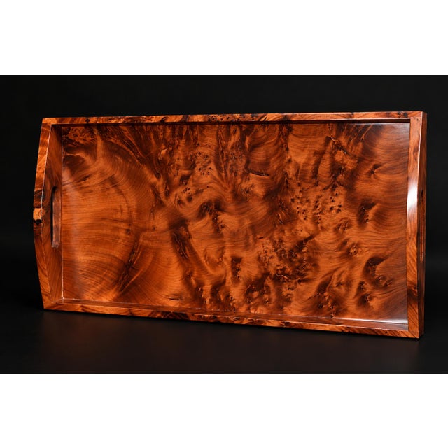 2020s Frgrant Solid Thuya Wood Tray Large Rare Unique For Sale - Image 5 of 12