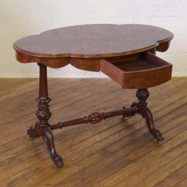 Brown Victorian Walnut Window Table, 1860s For Sale - Image 8 of 10