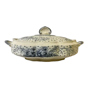 Antique Sampson Hancock Aesthetic Movement Poppy Floral Pattern Covered Vegetable Serving Bowl From England - Circa 1885