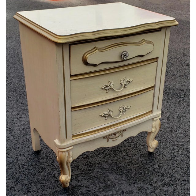 Pair of Mid-Century French Country Twin Size Bedframes and Bedside Chest Set For Sale - Image 10 of 13