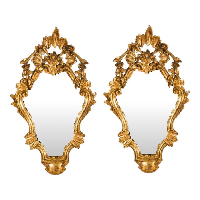 Vintage Carved Rococò Style Gilt Wall Mirror—A Pair For Sale